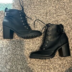 Black Lace-Up Ankle Boots